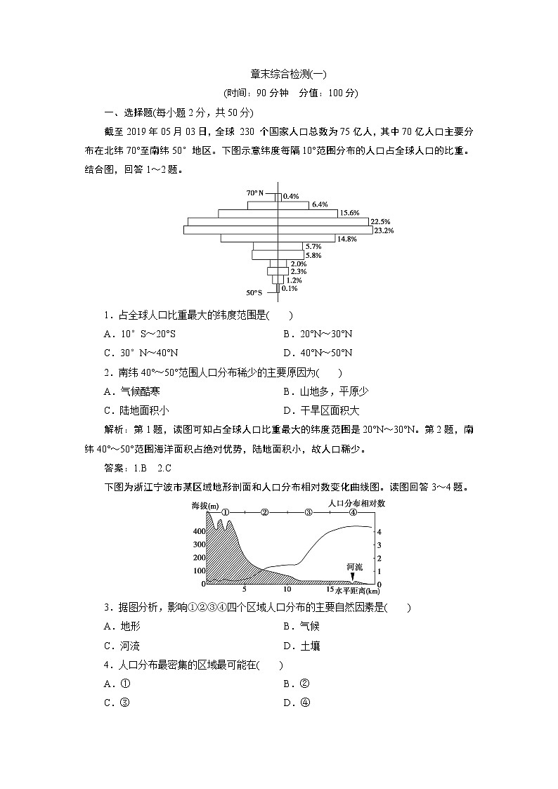 新中图版高中地理必修第二册 第一章　人口分布、迁移与合理容量 PPT课件+学案+训练01