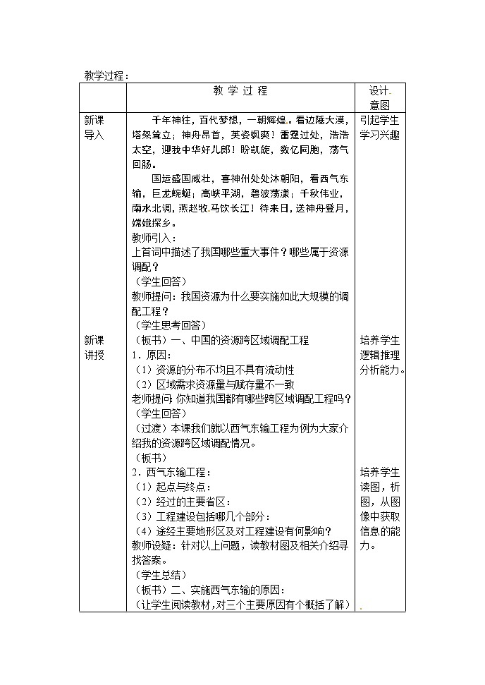 高二地理必修三《5.1资源的跨区域调配》教案02