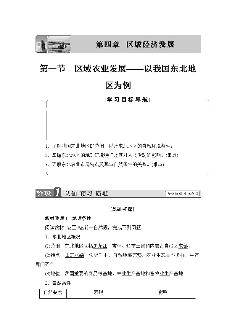 2018版高中地理（人教版）必修3同步教师用书：第4章 第1节 区域农业发展——以我国东北地区为例01