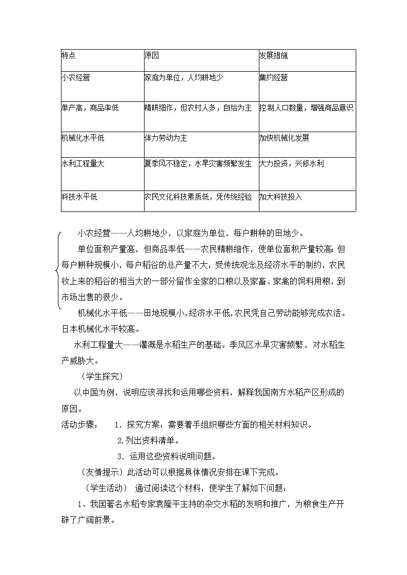 人教版新课标高中必修2教案 3.2以种植业为主的农业地域类型03