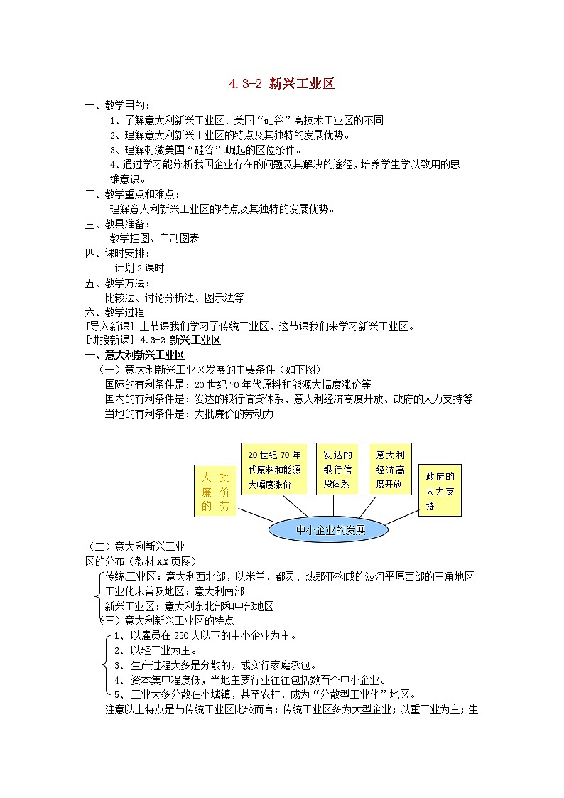 高中地理 4.3.2新兴工业区教案 新人教版必修201