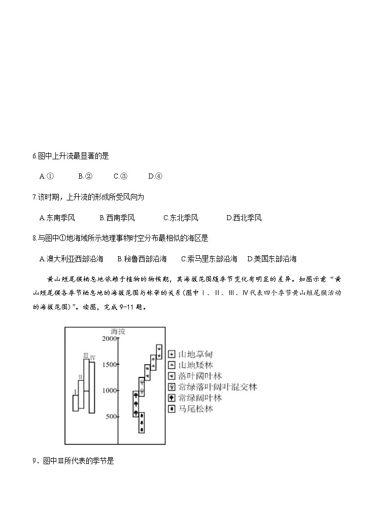 黑龙江省哈尔滨市第六中学2021届高三12月月考 地理 (含答案) 试卷03