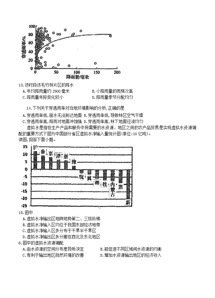 广东省2021届高三上学期第二次质量检测 地理 (含答案)03