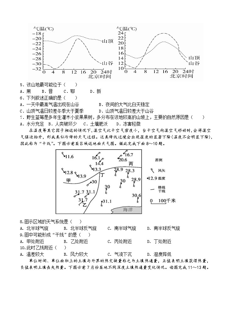 河南省实验中学2021届高三上学期期中考试 地理 (含答案)02