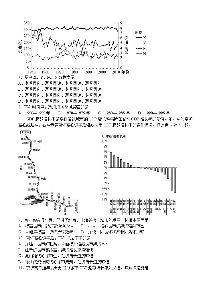 河北省“五个一名校联盟”2021届高三上学期第一次诊断考试 地理 (含答案)第3页