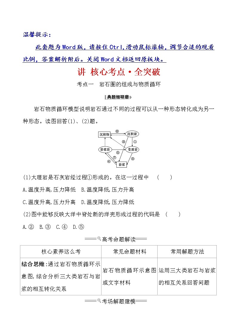 2021版高考地理核心讲练答一轮复习鲁教通用版（课件+核心考点+课时提升作业）：第2单元从地球圈层看地理环境 第1讲01