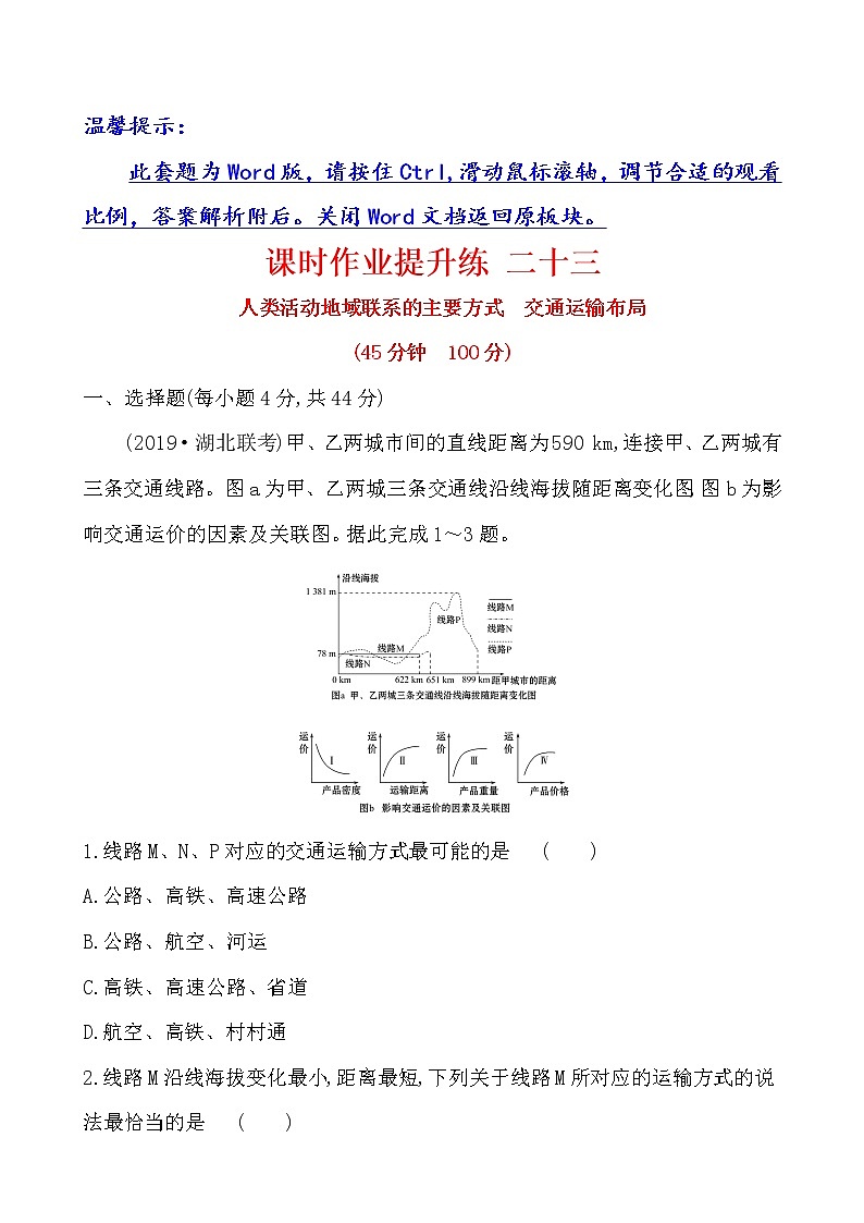 2021版高考地理核心讲练答一轮复习鲁教通用版（课件+核心考点+课时提升作业）：第8单元人类活动的地域联系 第1讲01