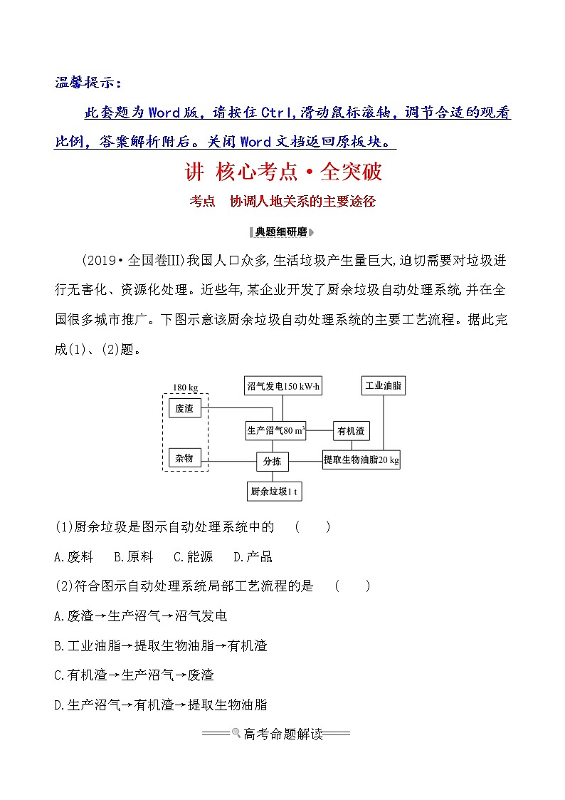 2021版高考地理核心讲练答一轮复习鲁教通用版（课件+核心考点+课时提升作业）：第10单元走可持续发展之路 第2讲01