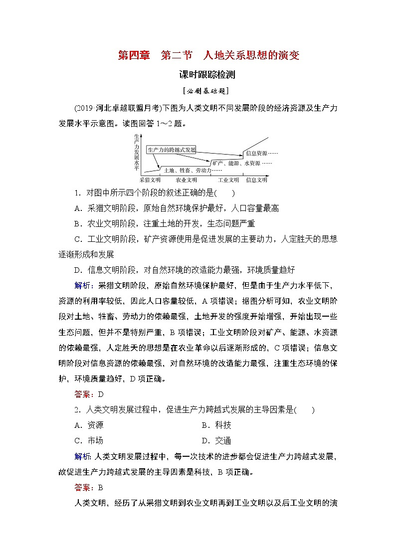 2021年湘教版高中地理必修2 第4章 人类与地理环境的协调发展 第2节 人地关系思想的演变 课件01