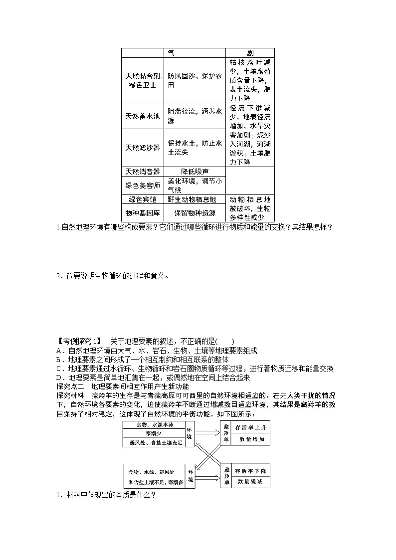 高中地理新人教版必修一学案 5.1 自然地理环境的整体性02