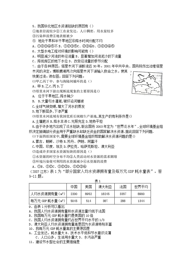 高中地理：3.3 水资源的合理利用 学案（新人教必修1）03
