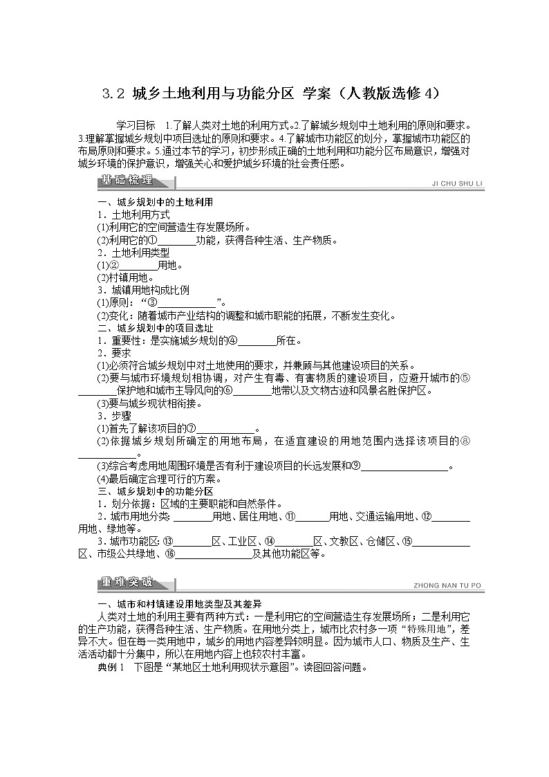 高中地理人教版选修4学案 3.2 城乡土地利用与功能分区01