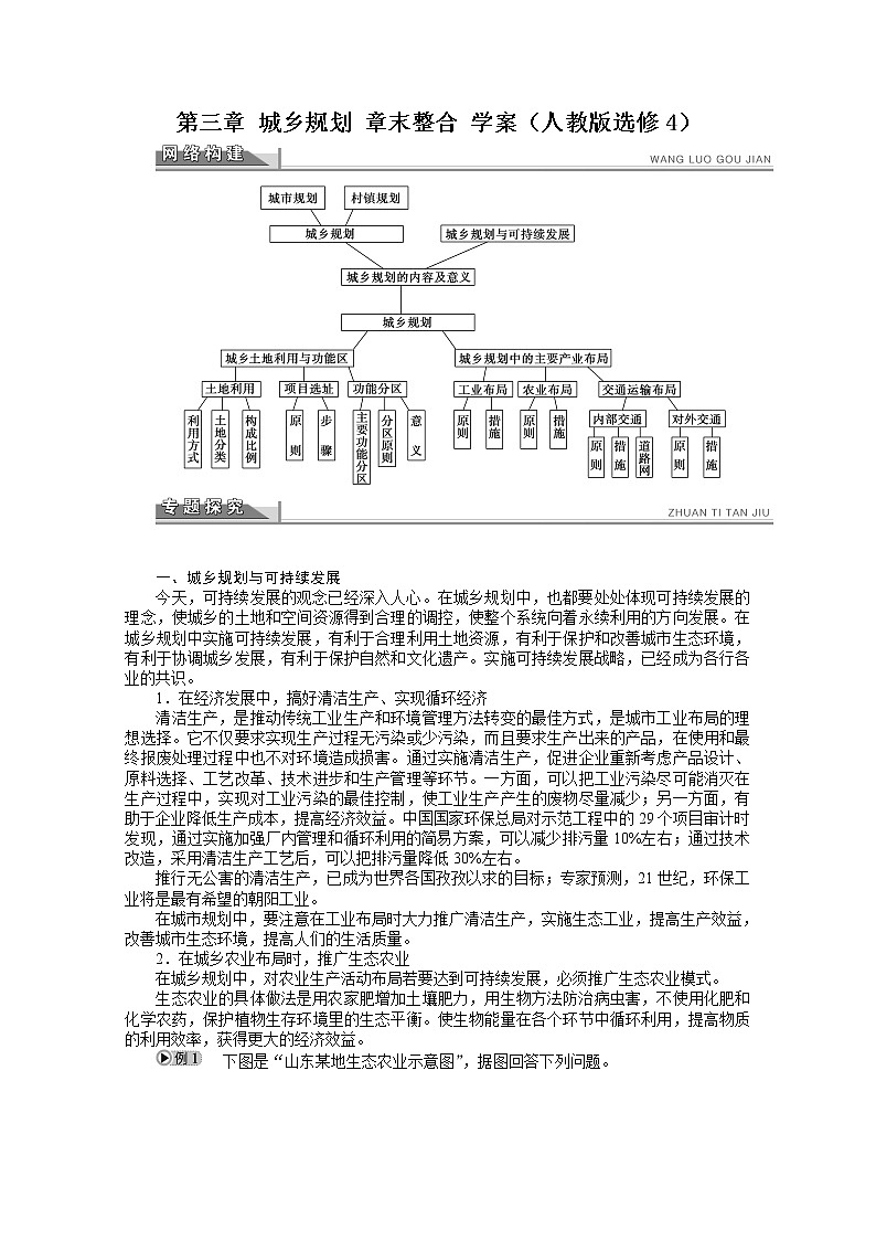高中地理人教版选修4学案 第3章 城乡规划 章末整合01