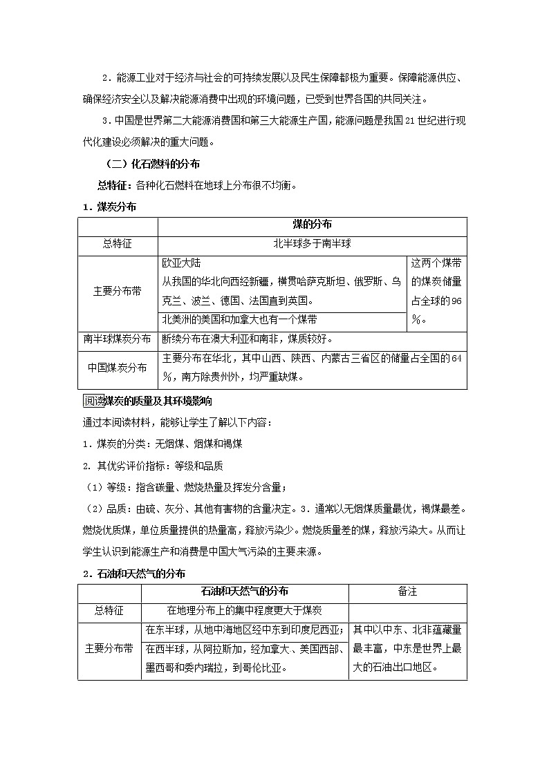 高中地理 3.2非可再生资源合理开发利用对策教案 新人教版选修602