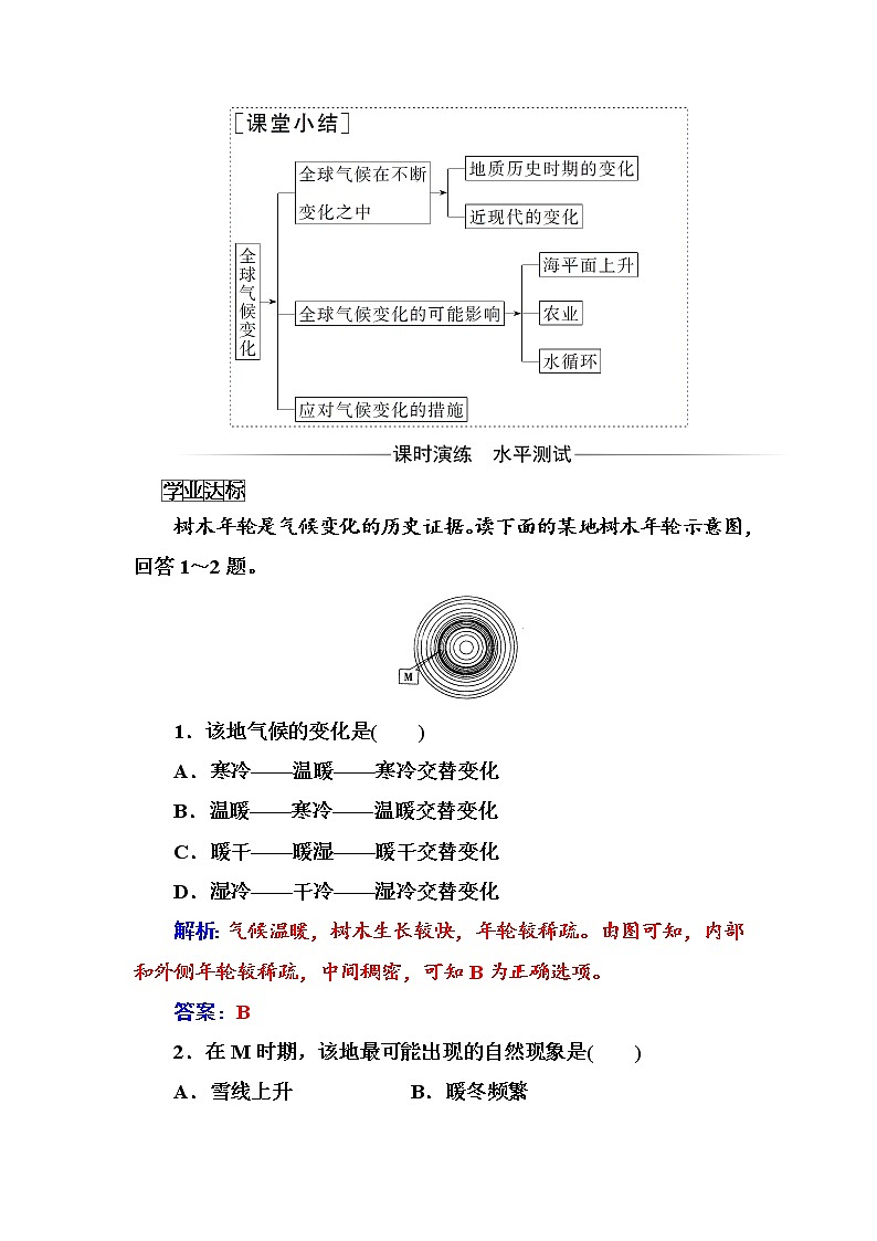 高中地理人教版必修1练习：第二章第四节全球气候变化 Word版含解析第2页