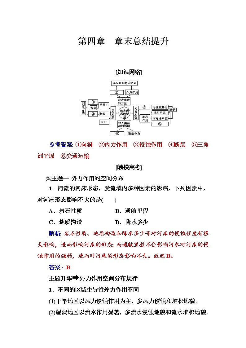 高中地理人教版必修1练习：第四章 章末总结提升 Word版含解析第1页