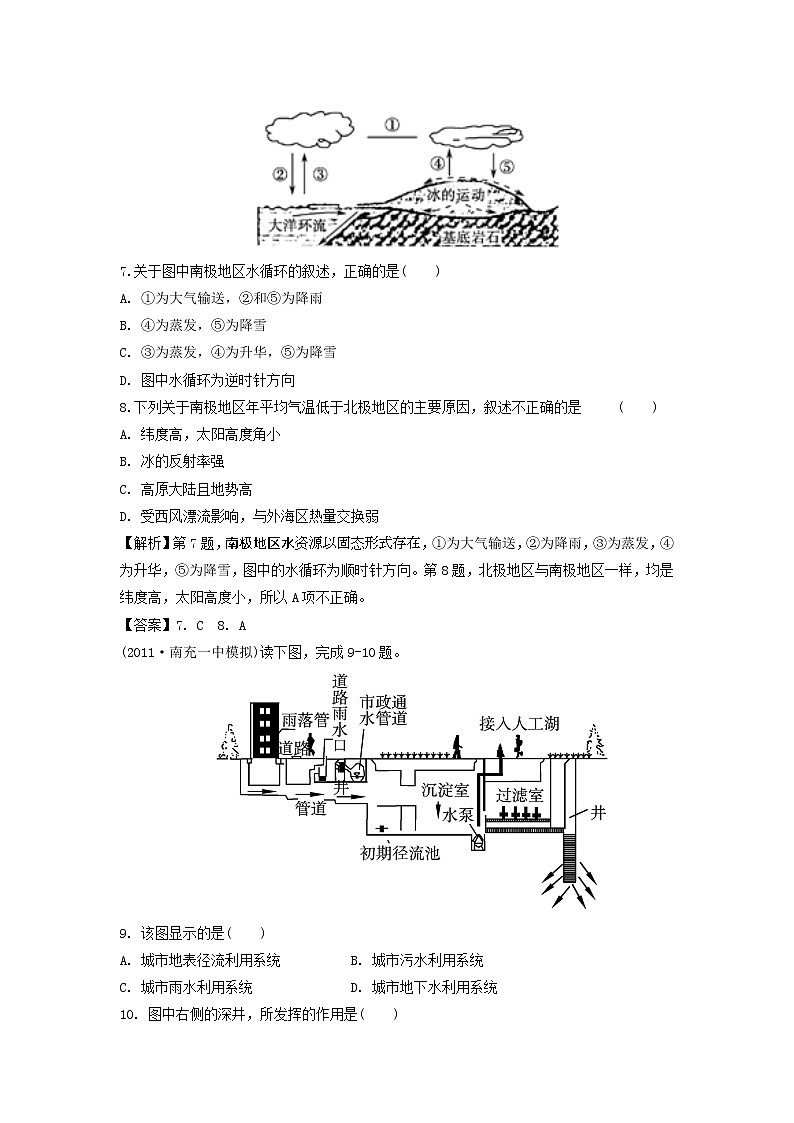 人教版高中地理必修一第三章 地球上的水单元测试03