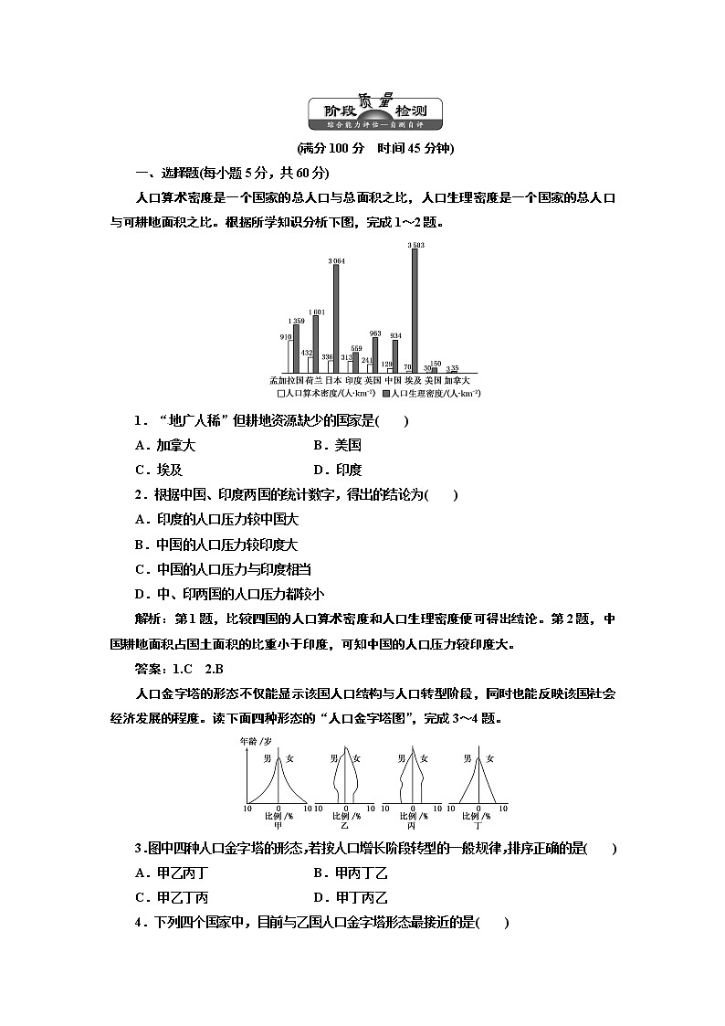 高中地理人教版必修二第一章《人口的变化》word单元测试101