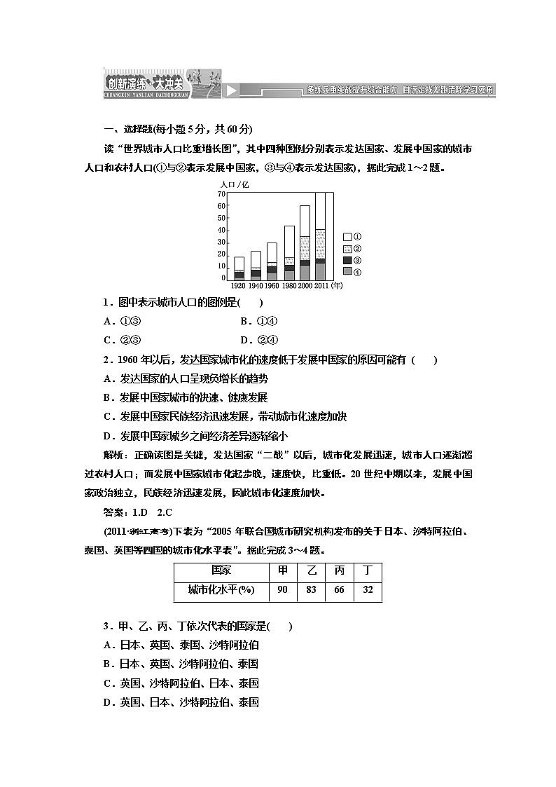 人教版高中地理必修二第二章  第三节  城市化 试卷01