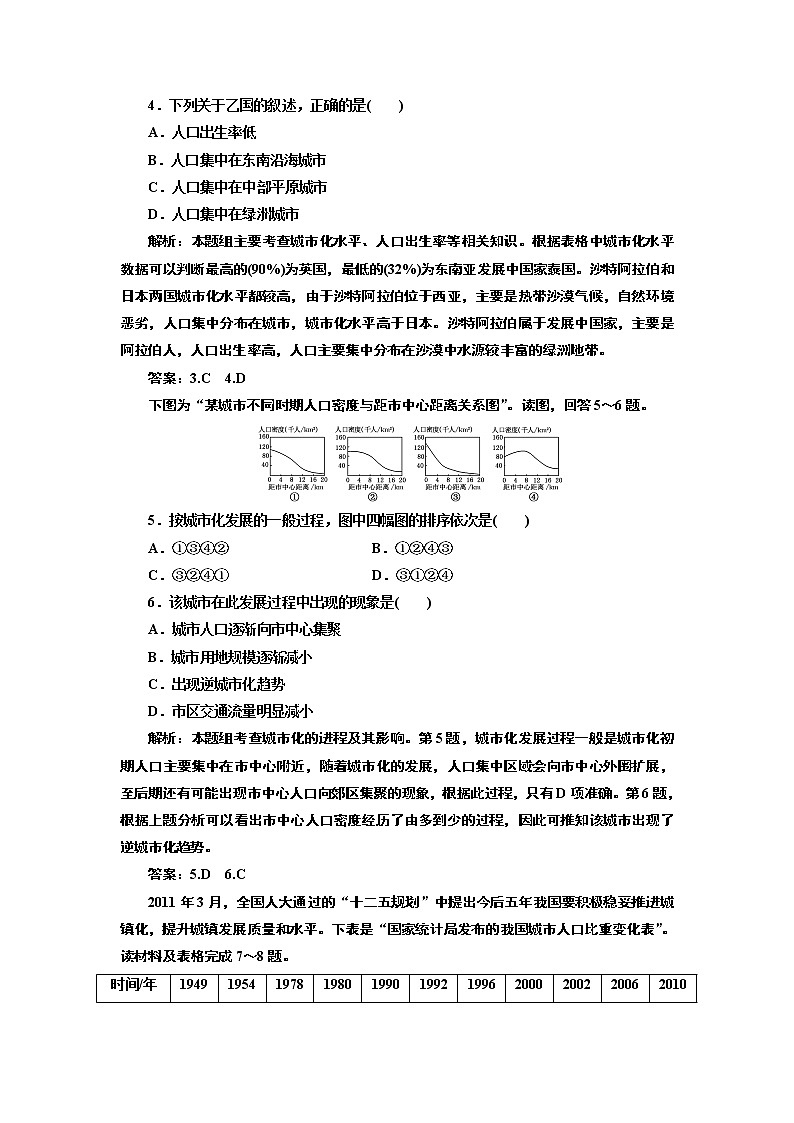 人教版高中地理必修二第二章  第三节  城市化 试卷02