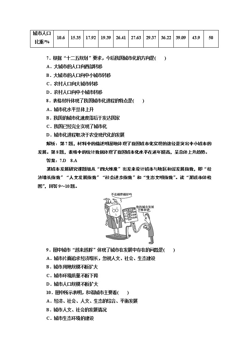 人教版高中地理必修二第二章  第三节  城市化 试卷03