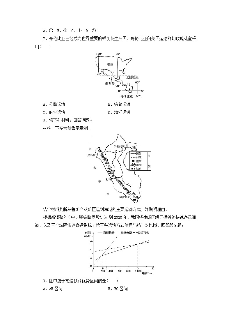 人教版高中地理必修2同步习题：5.1 交通运输方式和布局 Word版含答案02