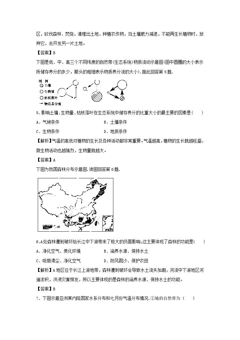 高中地理必修三同步练习：2.2《森林的开发和保护——以亚马孙热带雨林为例》5 Word版含答案02