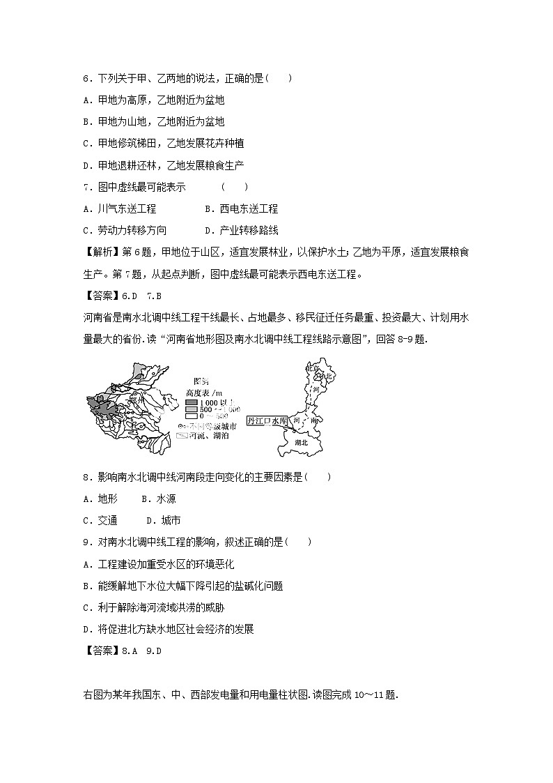 高中地理必修三同步练习：5.1《资源的跨区域调配──以我国西气东输为例》5 Word版含答案03