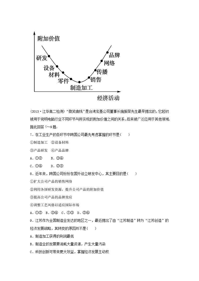高中地理必修三同步练习：5.2《产业转移──以东亚为例》3 Word版含答案03