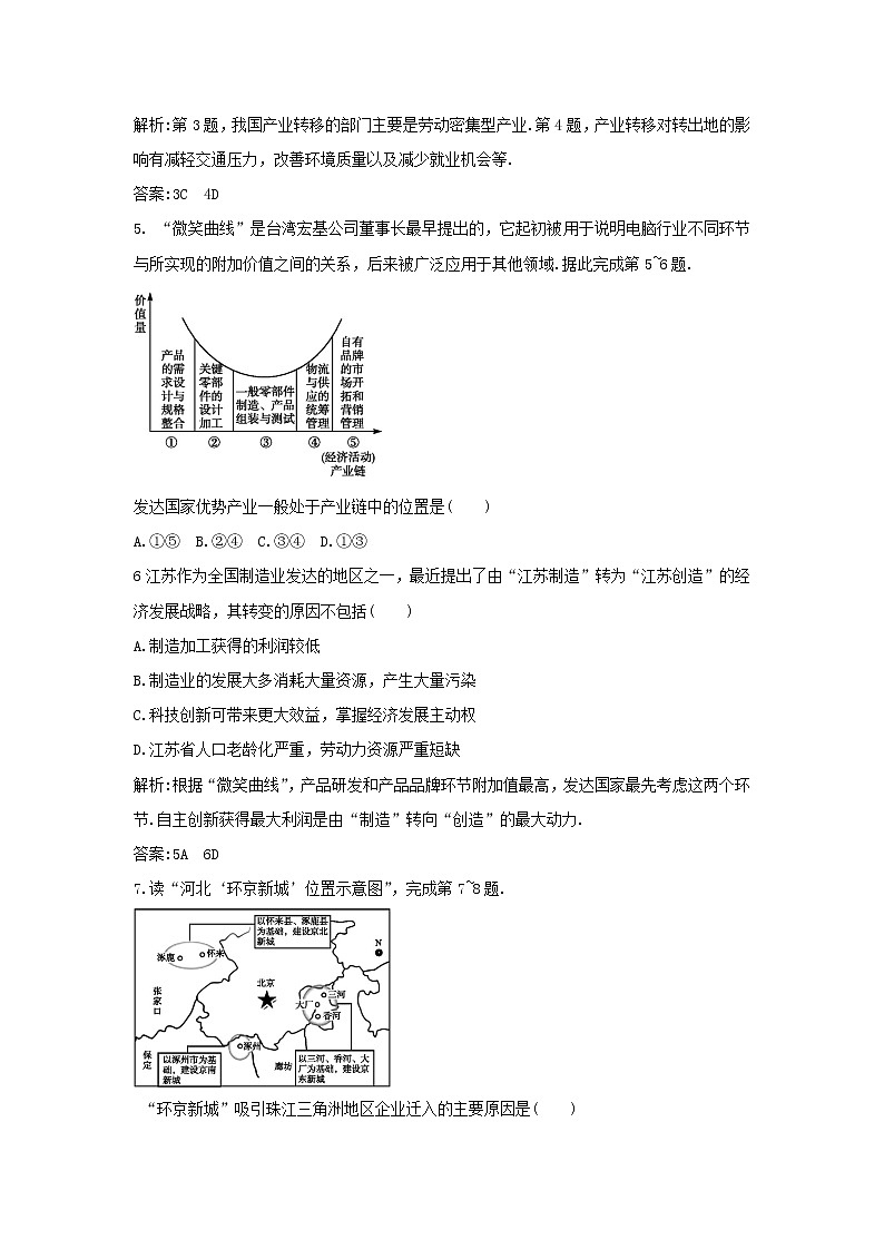 高中地理必修三同步练习：5.2《产业转移──以东亚为例》4 Word版含答案02