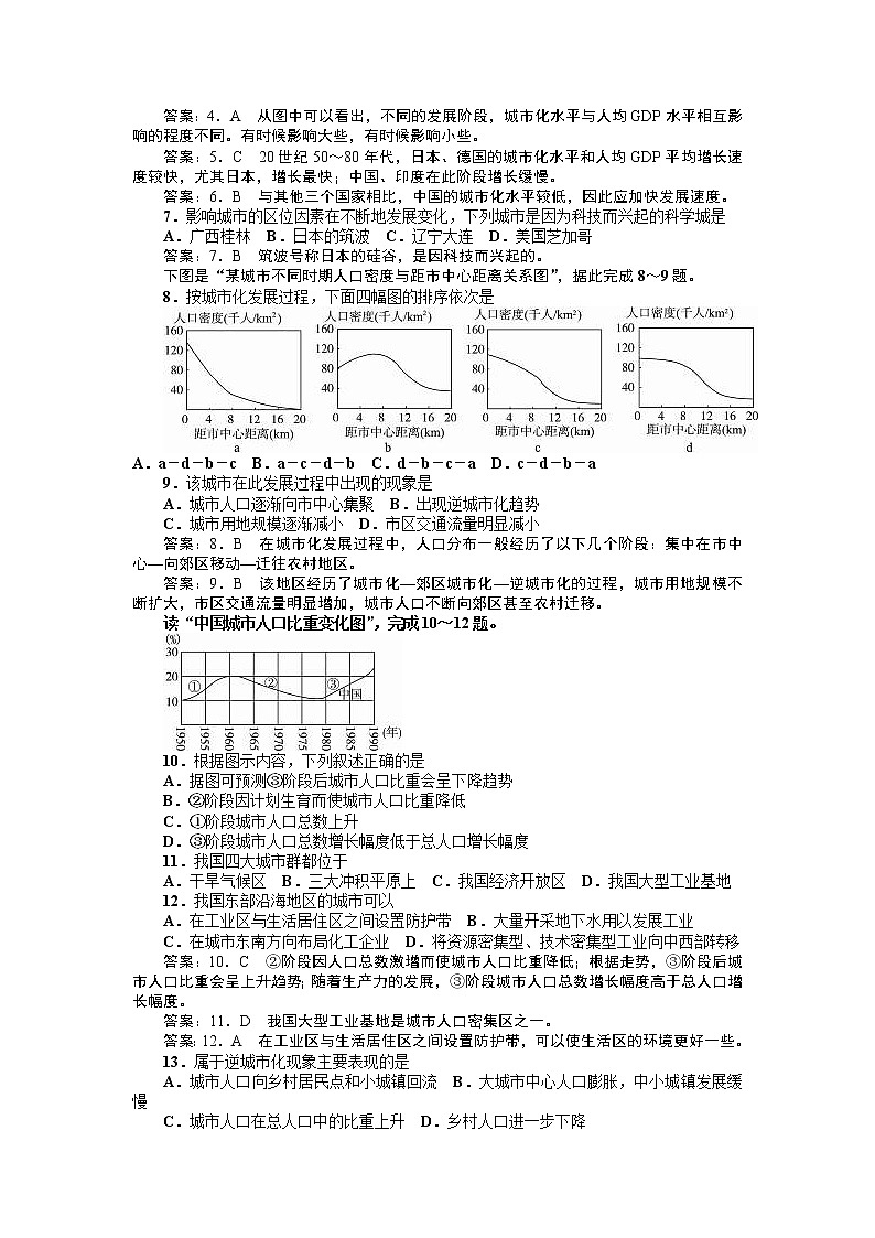 高中地理人教版选修4：第1章　城乡发展与城市化(附答案) 试卷02