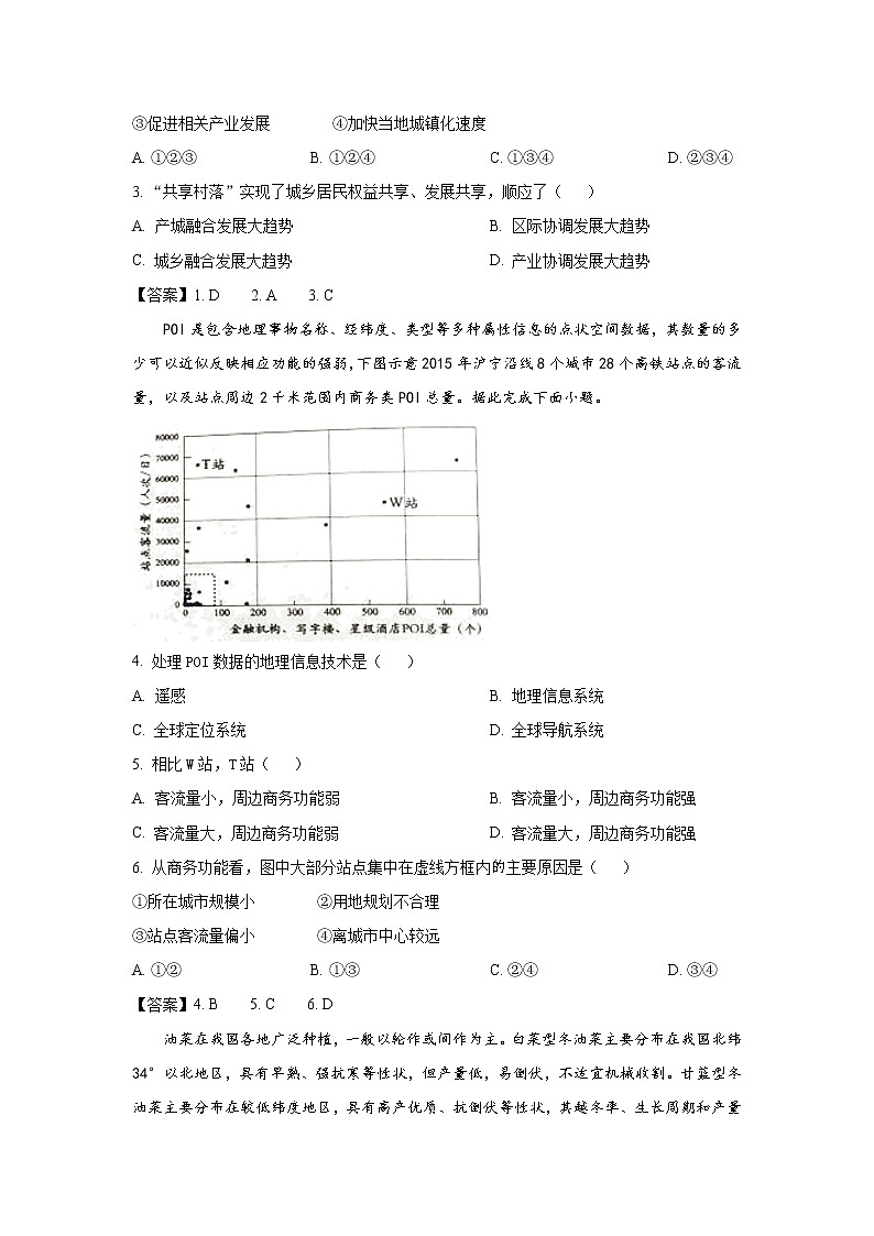 八省联考2021年湖北省普通高中学业水平选择性考试模拟演练地理试卷（含答案）02