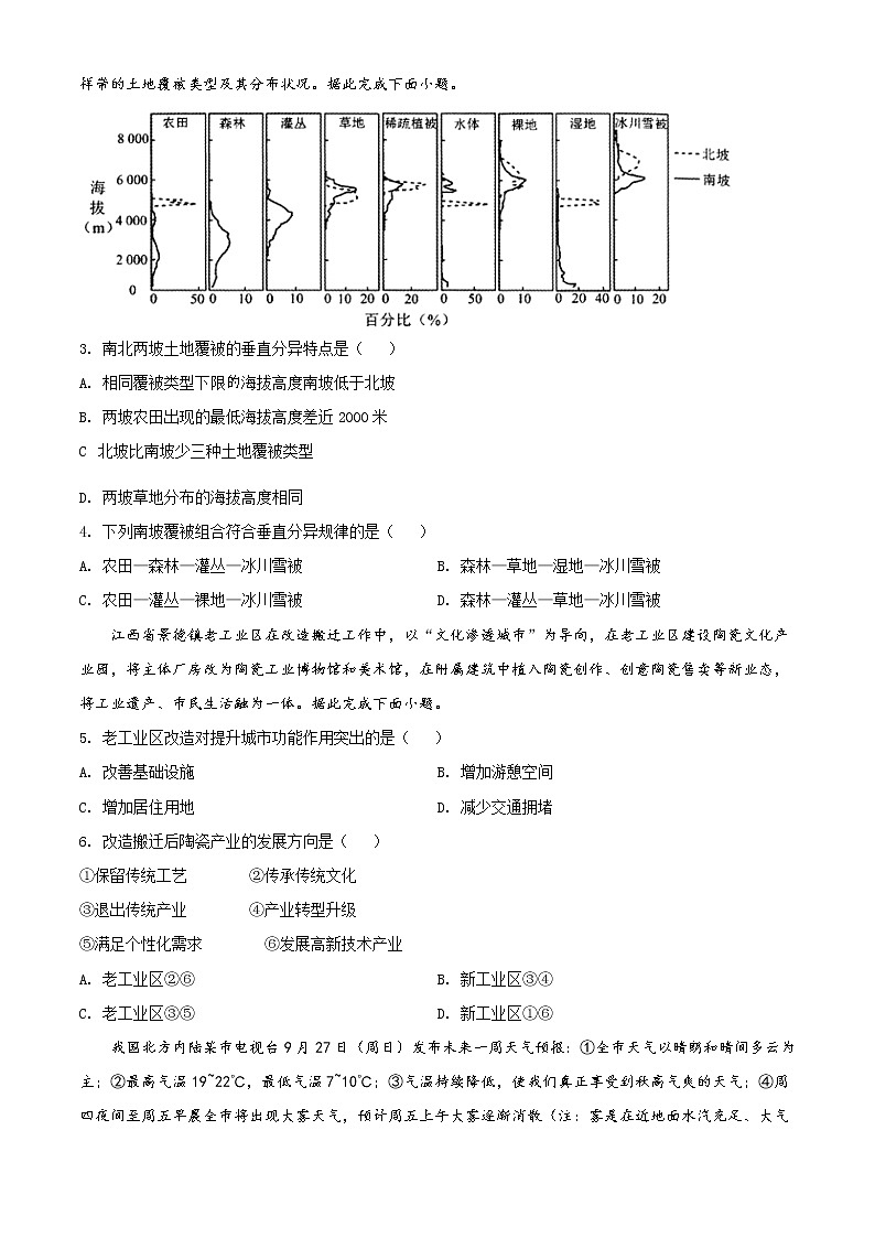 全国八省联考2021年1月河北省普通髙中学业水平选择性考试模拟演练地理试题（含答案解析）02