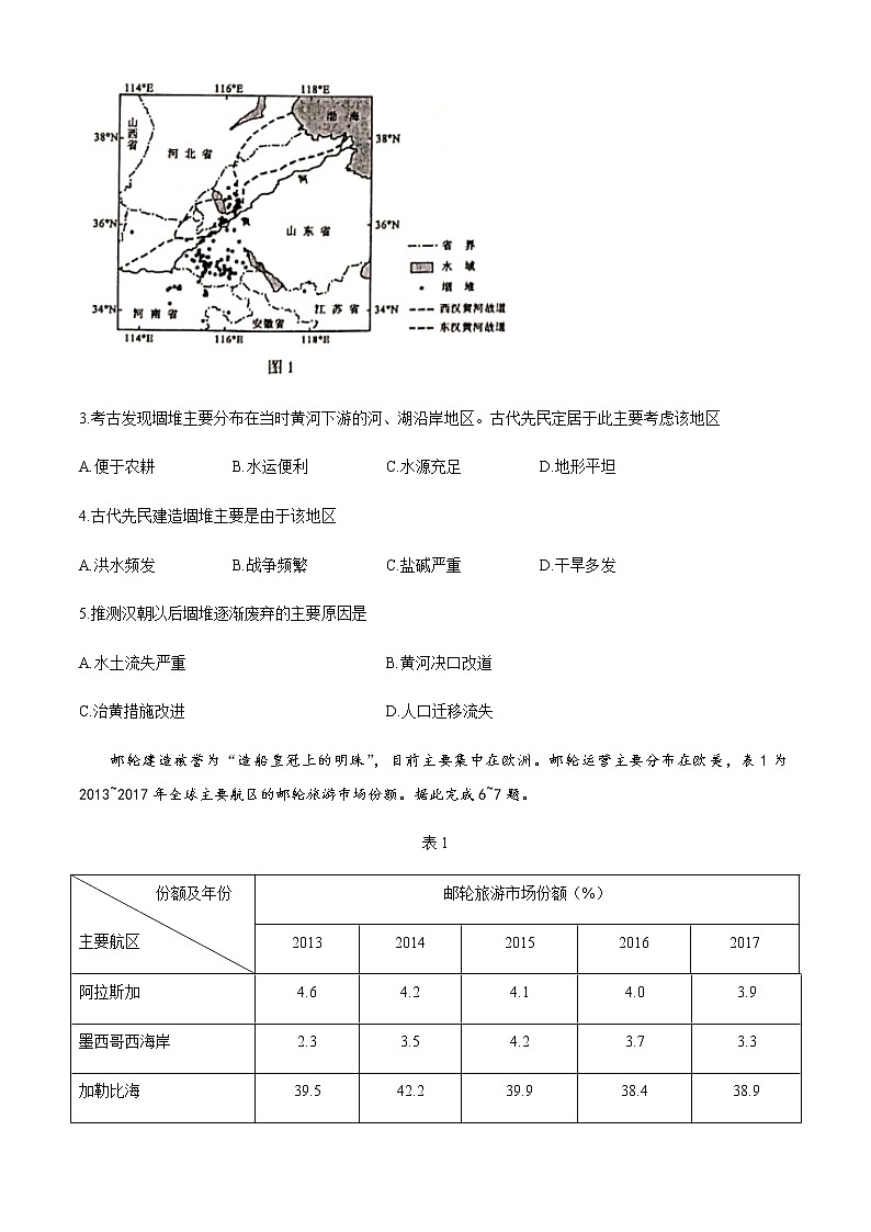 全国8省联考2021年1月湖南省普通高等学校招生适应性考试地理试题02