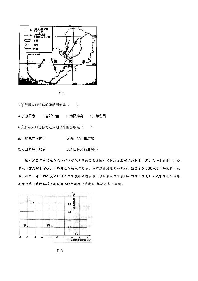 全国8省联考2021年1月重庆市普通高中学业水平选择性考试适应性测试地理试题02