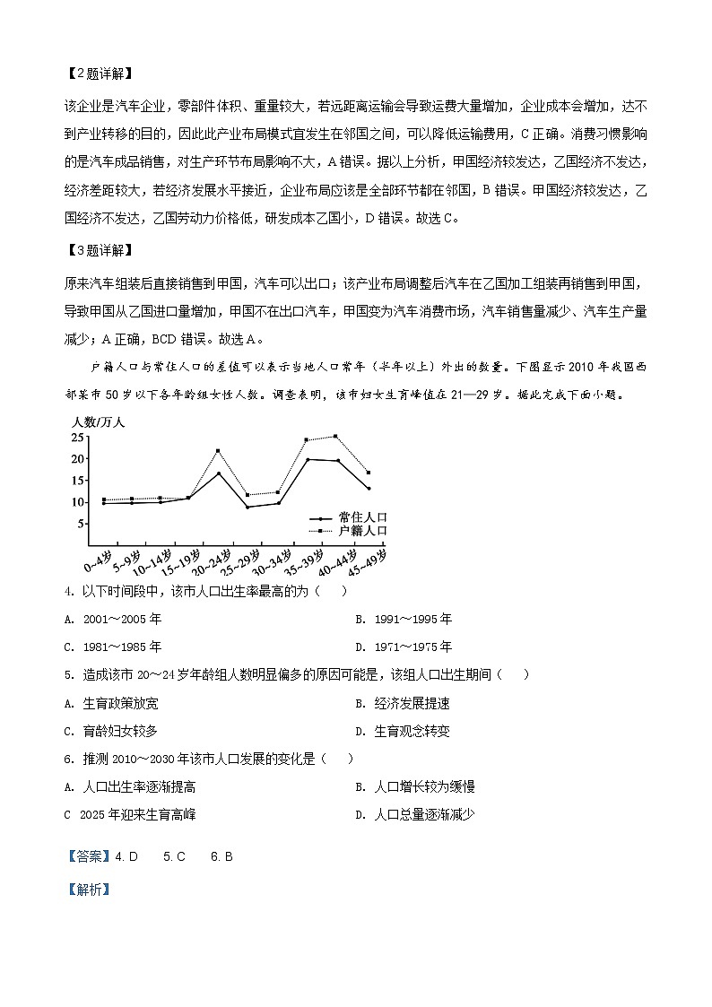 精编：2020年全国统一高考地理试卷（新课标Ⅲ）及答案解析（原卷+解析卷）02