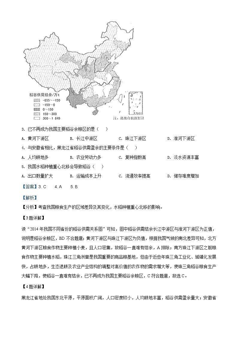 精编：2019年全国统一高考地理试卷（新课标Ⅲ）及答案解析（原卷+解析卷）03