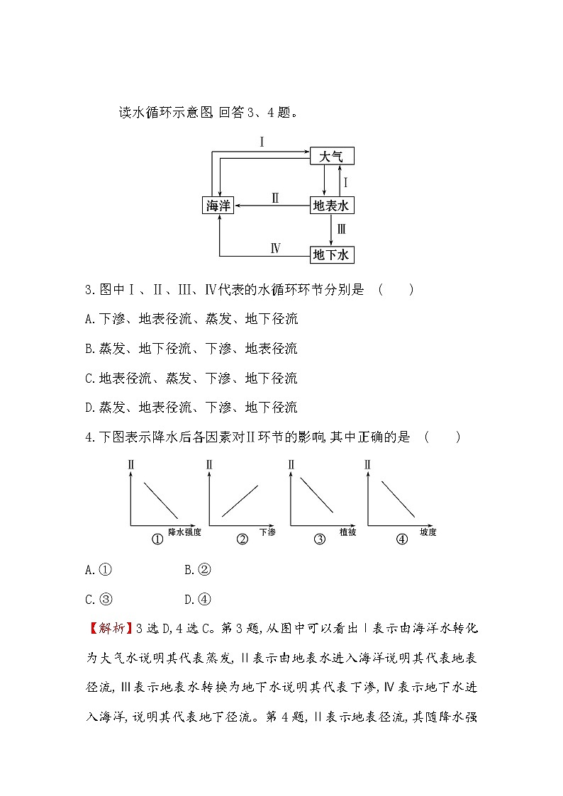 2018年高考地理（人教版）一轮复习课时作业提升练： 九 3.1自然界的水循环　水资源的合理利用 Word版含解析第3页