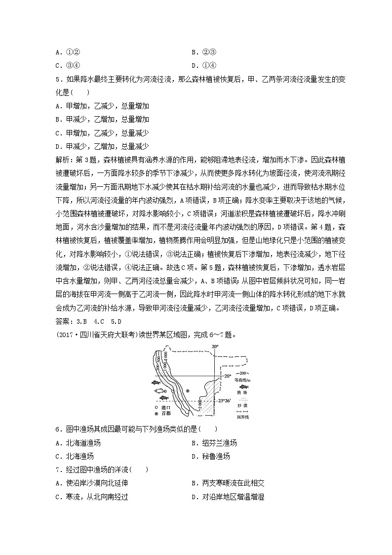 2018年高考地理二轮复习专题限时训练：第一部分 专题一 自然地理原理与规律 第3讲 水体的运动规律 Word版含答案第2页
