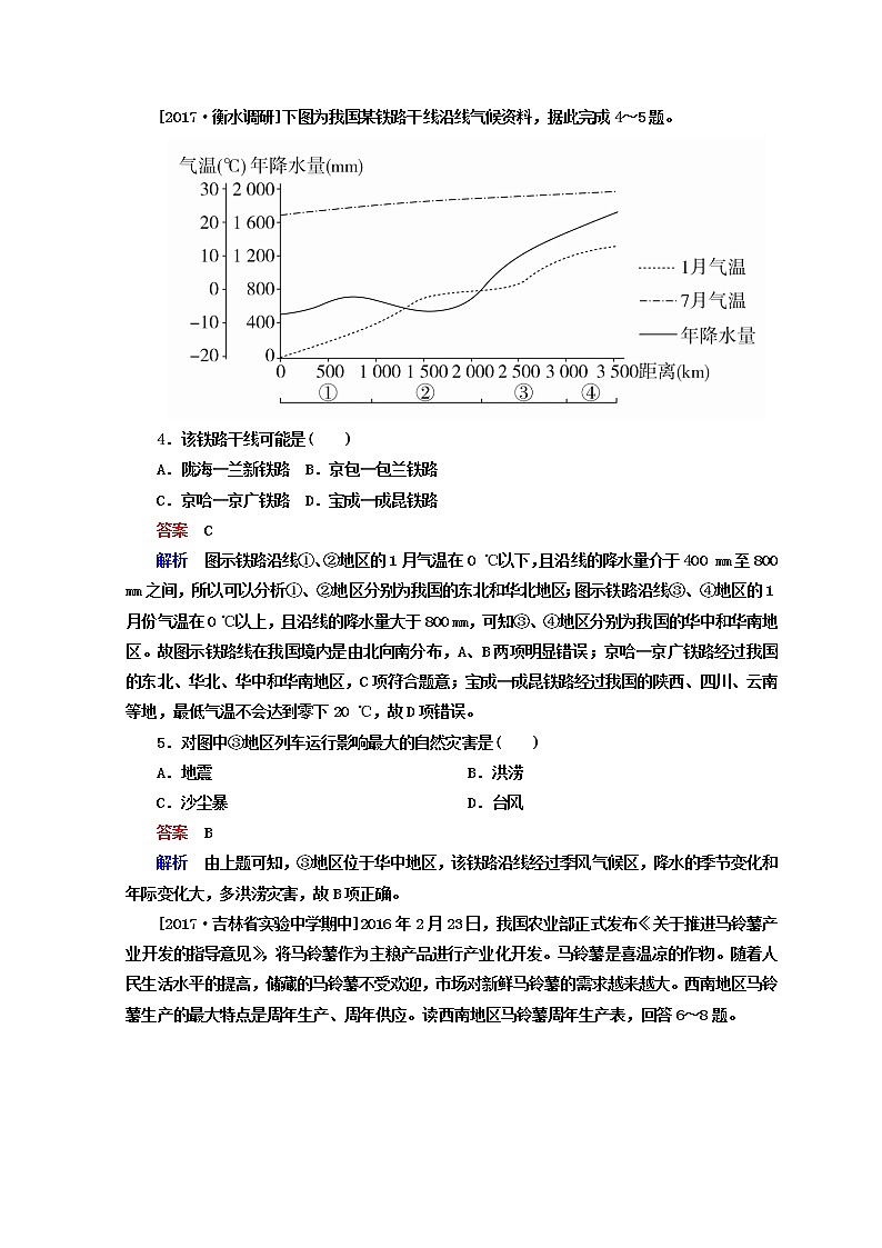 2018年高考地理全国用二轮复习练习：第二篇　方法与技能 专题二　地理图表攻略 2-2-2 Word版含答案第2页