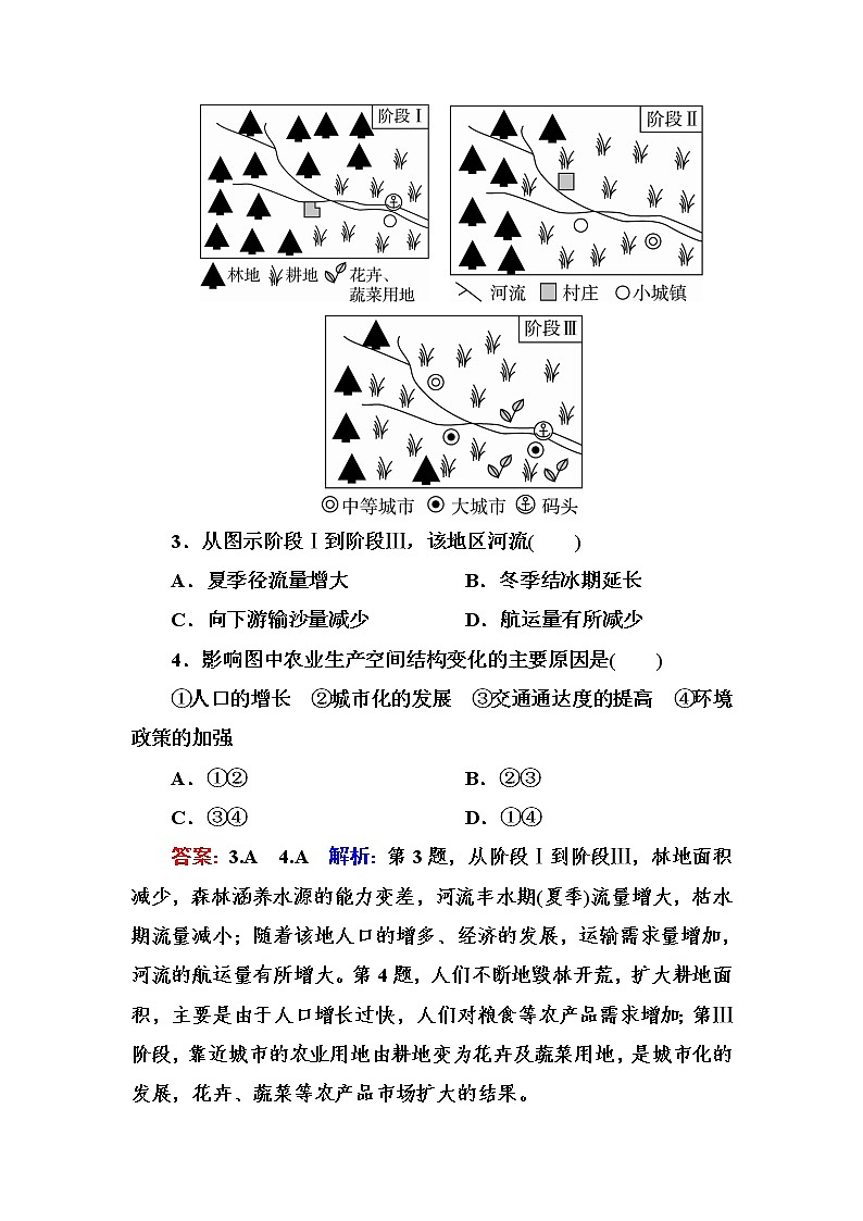 2018版高考地理（课标通用）大一轮复习课时作业31地理环境对区域发展的影响 Word版含解析第2页