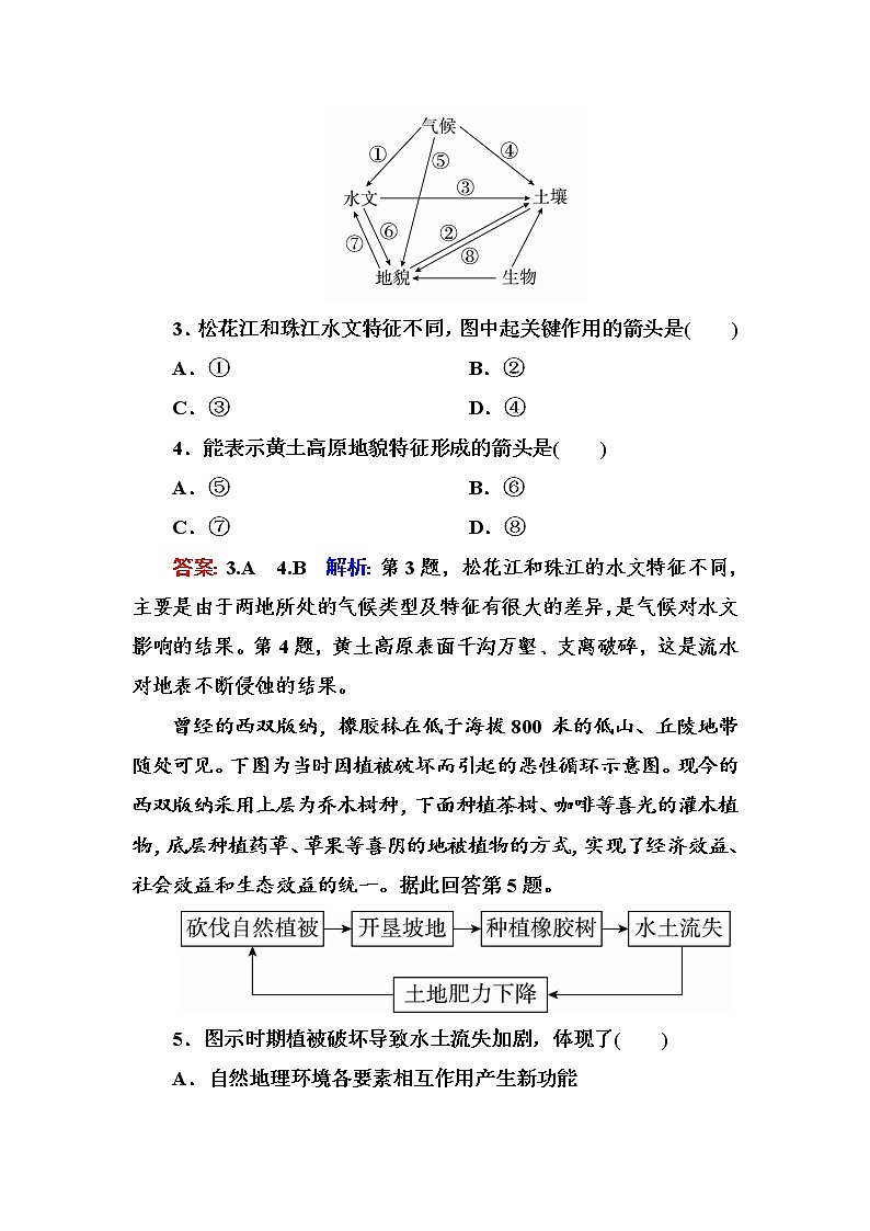2018版高考地理（课标通用）大一轮复习课时作业14自然地理环境的整体性 Word版含解析第2页
