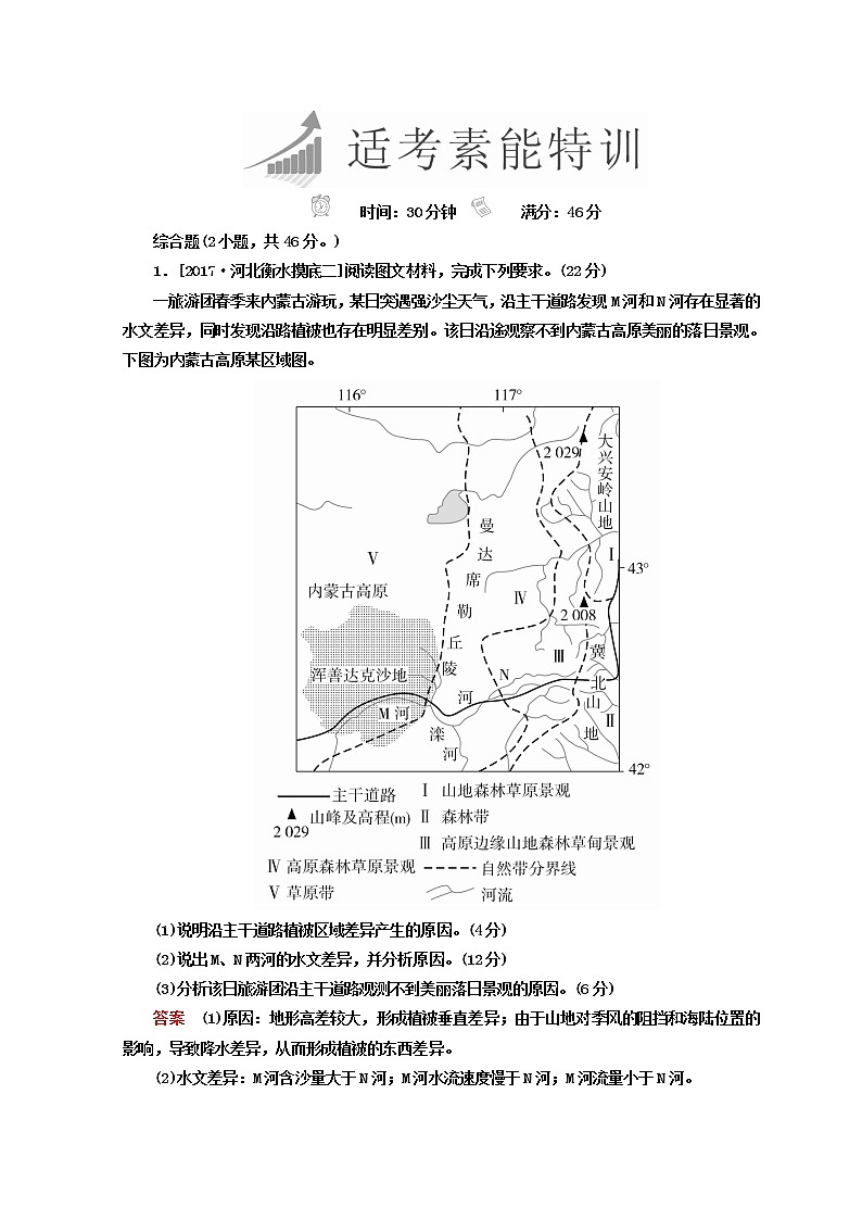 2018年高考地理全国用二轮复习练习：第三篇　备考与冲刺 专题二　综合题题型突破 3-2-2 Word版含答案第1页
