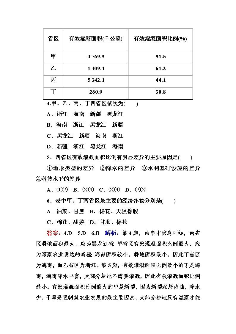 2018版高考地理（课标通用）大一轮复习课时作业44中国区域地理 Word版含解析 练习03