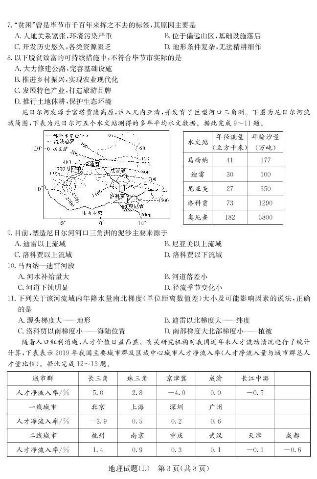 2021届湖南省六校高三下学期4月联考地理考试03