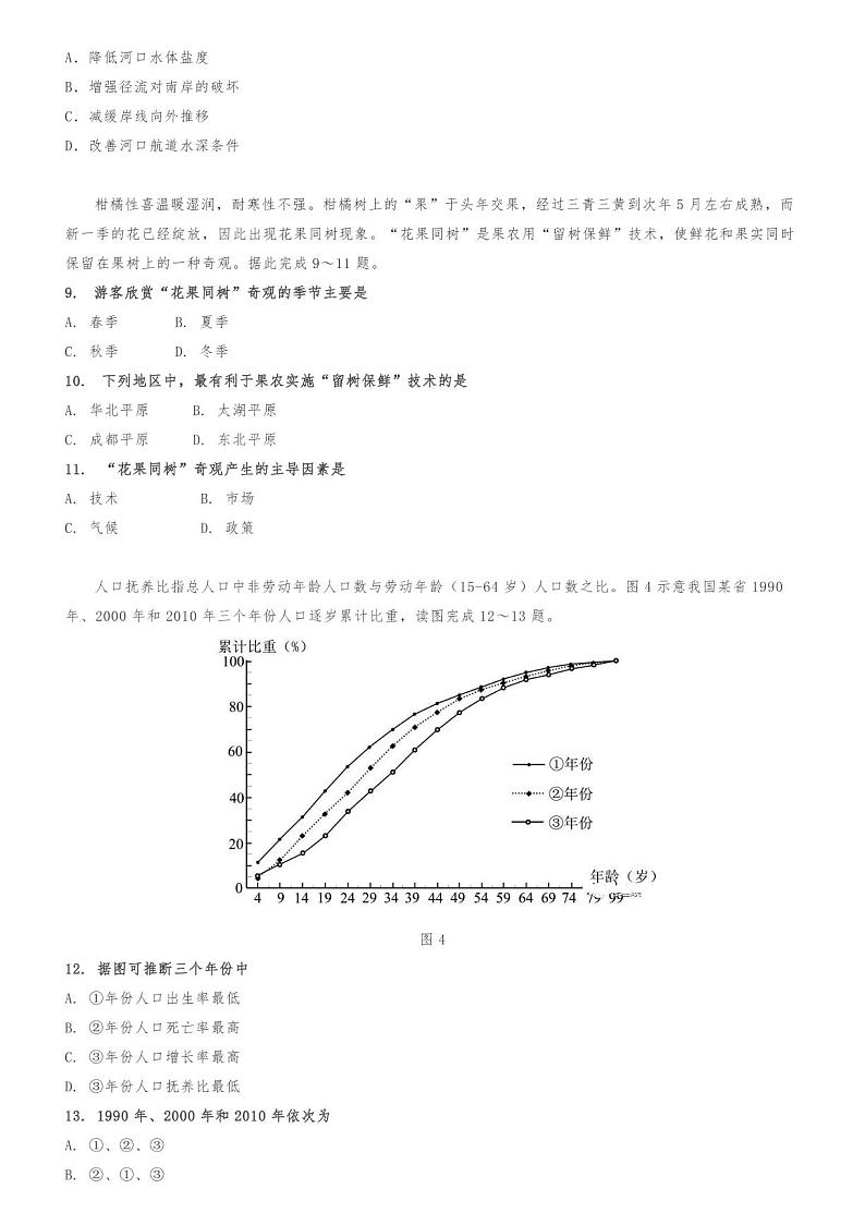 福建省厦门第一中学2020-2021学年高三月考地理试卷03