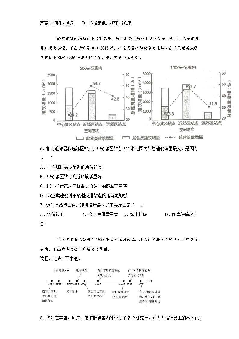 天津市河西区2020-2021学年高三下学期年级总复习质量调查（一）地理试题（word版 含答案）02