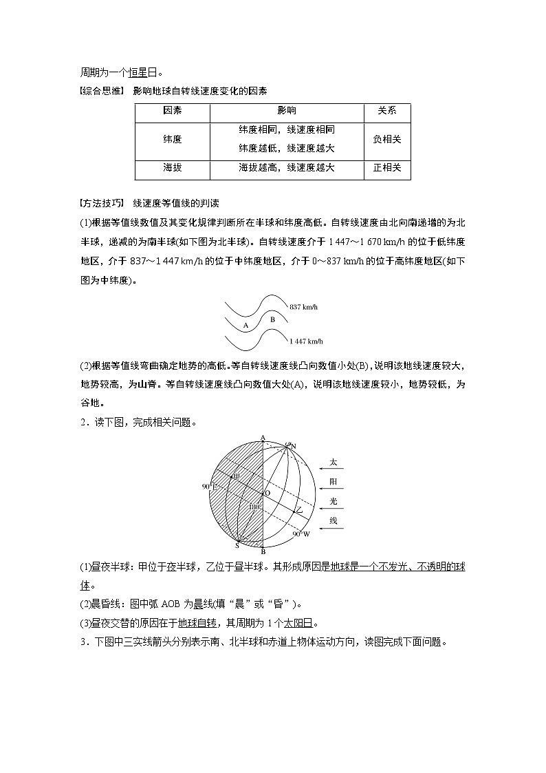 20届高考地理一轮复习讲义 必修① 第2章 第4讲 地球的自转及其地理意义02