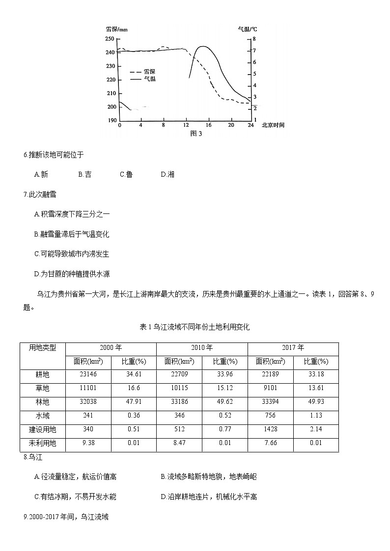 北京市顺义区2021届高三年级第二次统练地理试题第3页