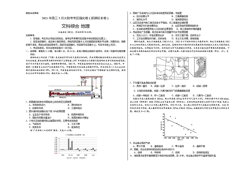 2021年高考高三5月大联考考后强化卷地理（新课标Ⅱ卷）含答案解析01